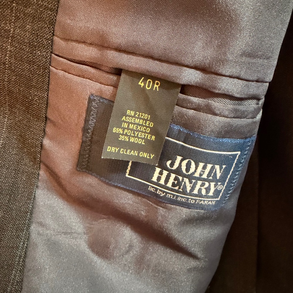 John Henry Double Breasted Suit Gray Plaid Wool Blend Pleated Pants 40R/34x29 - Picture 6 of 11